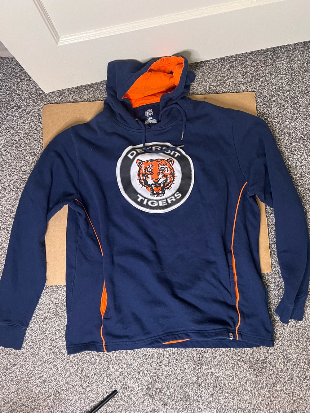 Detroit Tigers Navy Hoodie with Orange Accents